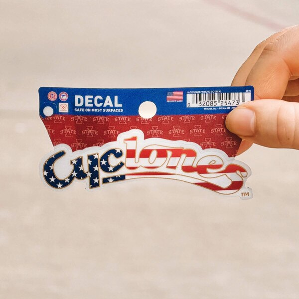 Patriotic Cyclones Script Clean Cut Decal (4"x4")